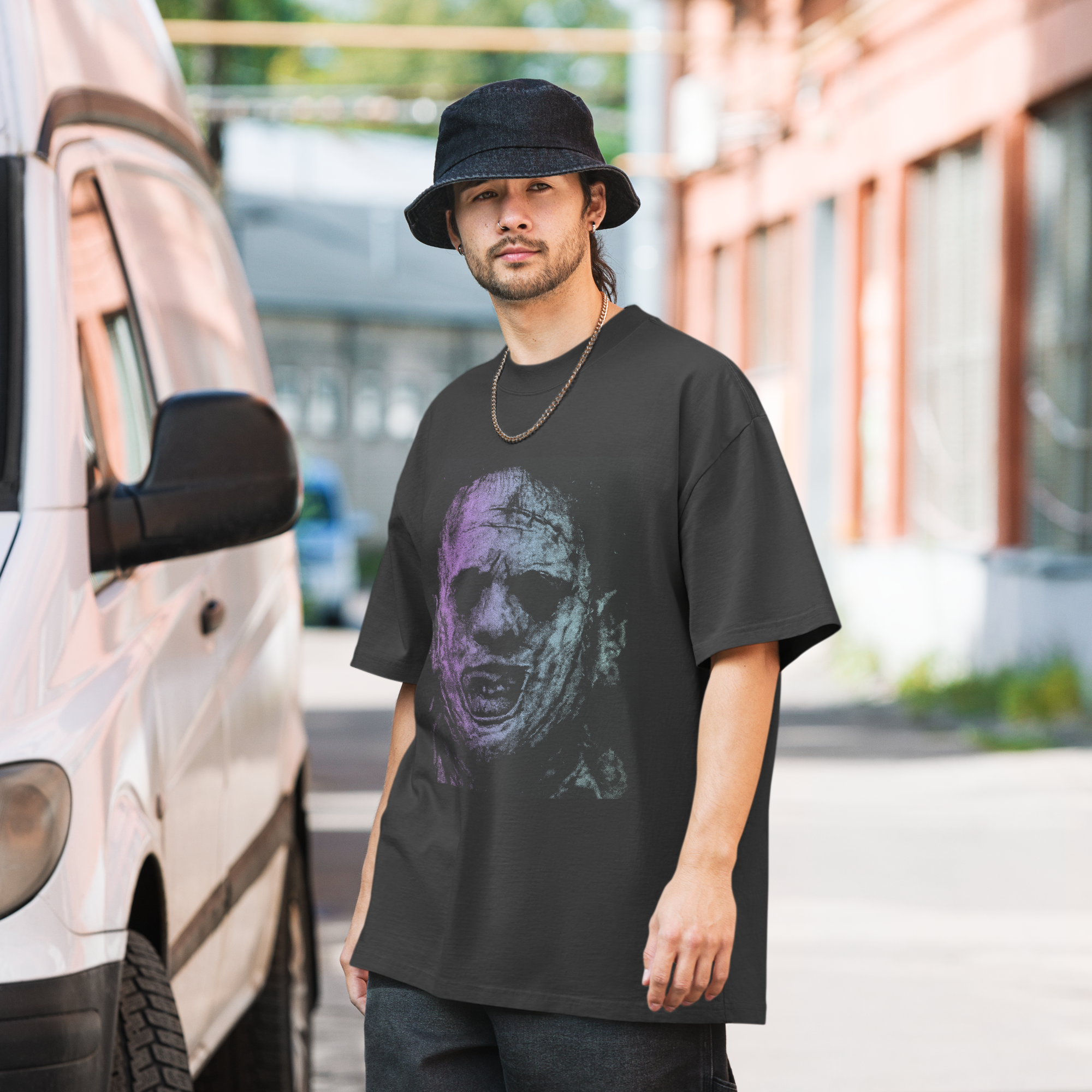 Leatherface (dark collection) oversized faded t-shirt