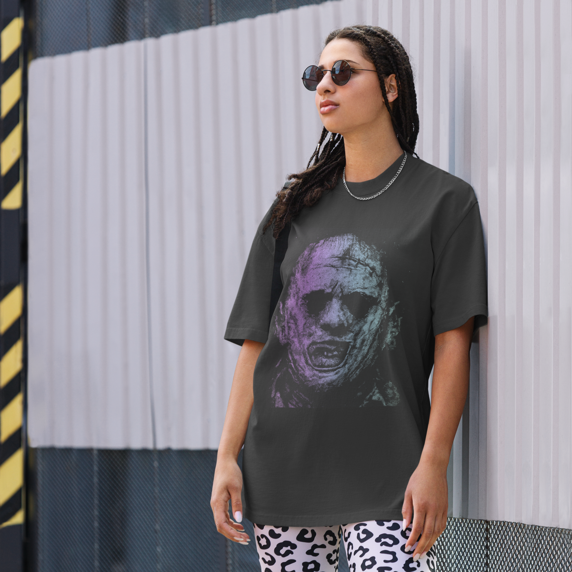 Leatherface (dark collection) oversized faded t-shirt